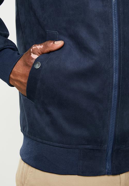 Only & Sons - Elijah faux suede bomber jacket - navy