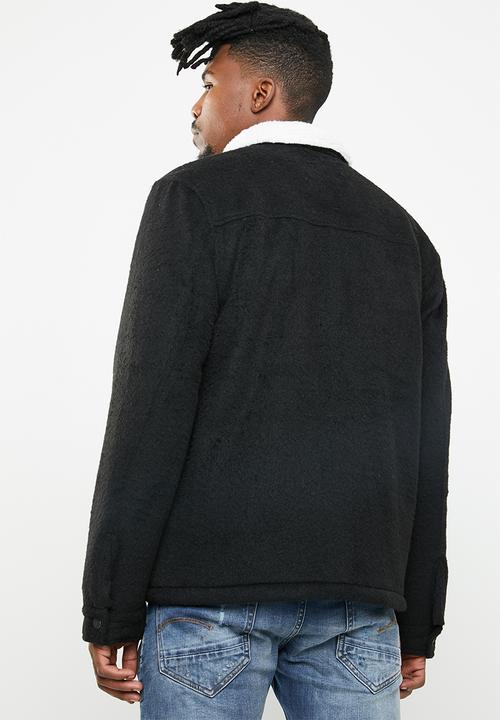 Cotton On - Sherpa trucker jacket - black