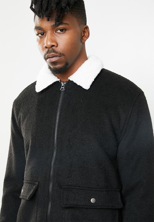 Cotton On - Sherpa trucker jacket - black