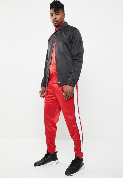 Superbalist - Cuffed side stripe tricot pant - red & white 