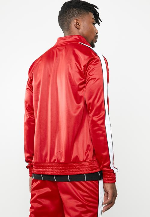 Superbalist - Stripe tricot track bomber - red & white 