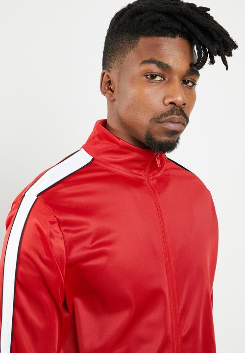 Superbalist - Stripe tricot track bomber - red & white 