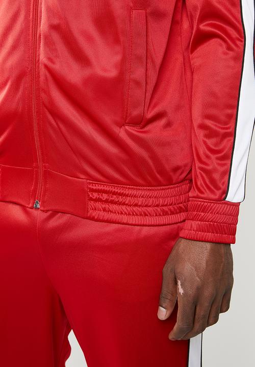 Superbalist - Stripe tricot track bomber - red & white 