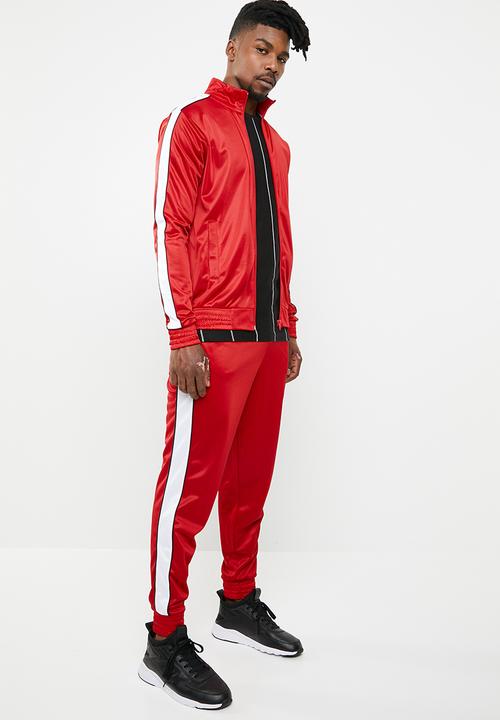 Superbalist - Stripe tricot track bomber - red & white 