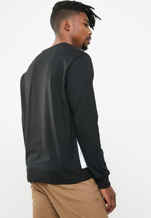 Superbalist - Printed, embroidered crew pullover sweat - black & white
