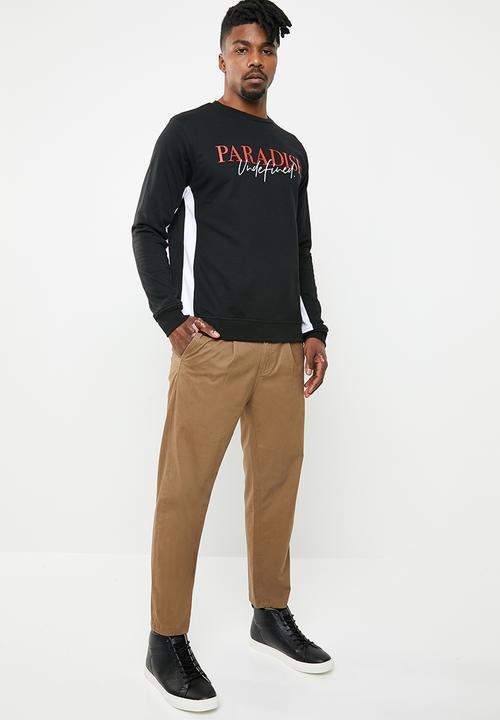 Superbalist - Printed, embroidered crew pullover sweat - black & white