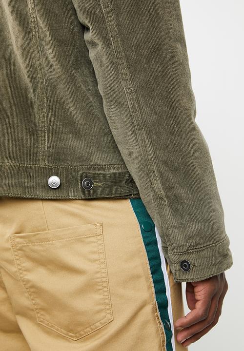 Superbalist - Corduroy full lined sherpa trucker jacket - green