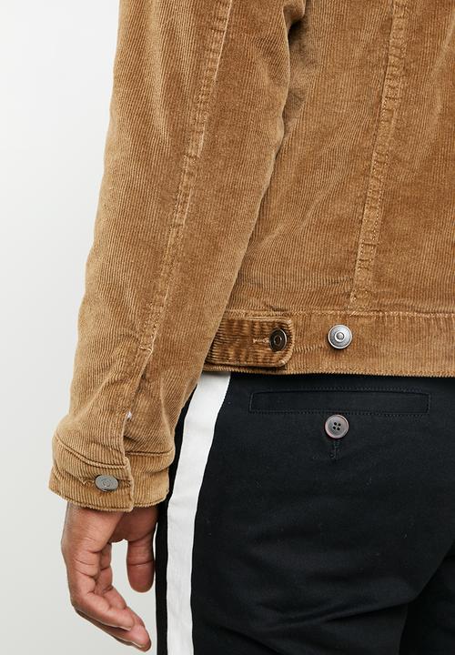 Superbalist - Corduroy full lined sherpa trucker jacket - tan