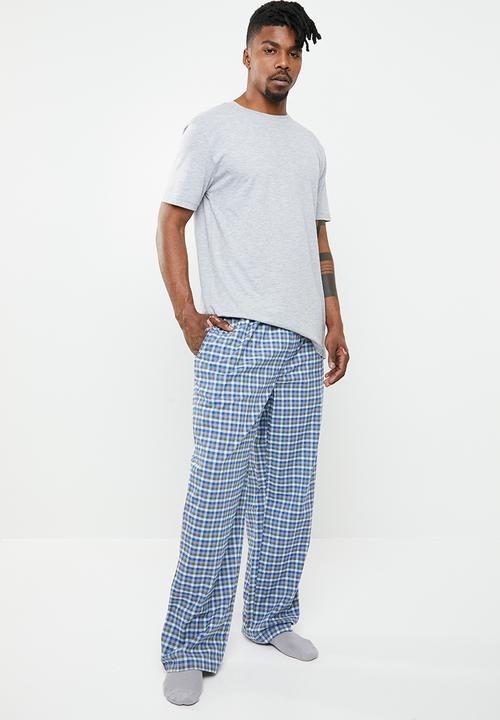 Superbalist - Check woven sleep pants - blue & grey