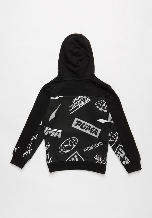 PUMA - Kids alpha aop hoodie - black
