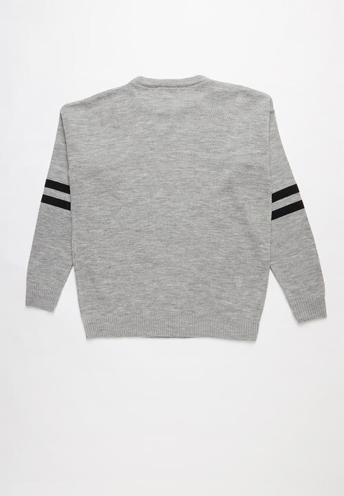 Rebel Republic - Teens pullover with striped sleeves - grey & black