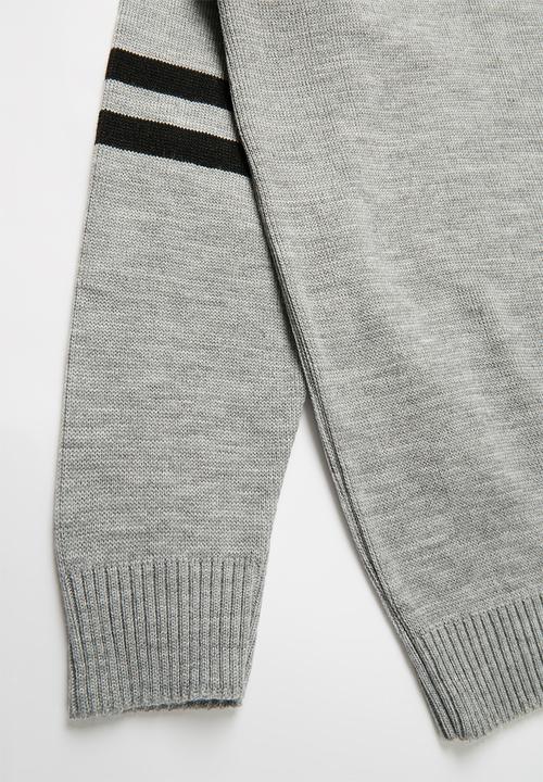 Rebel Republic - Teens pullover with striped sleeves - grey & black