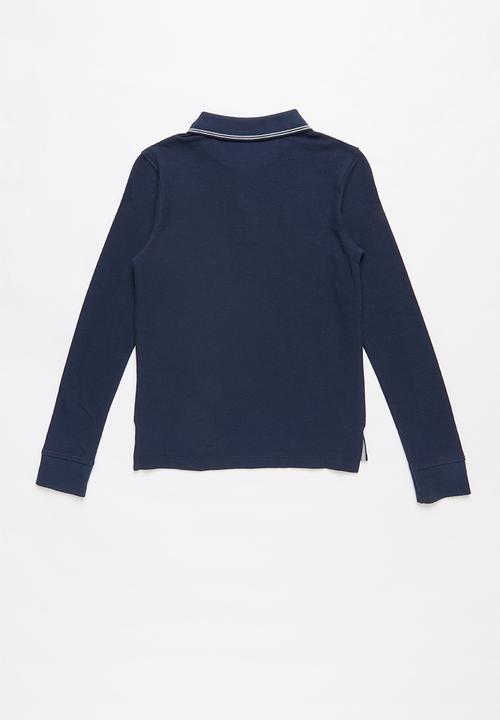POLO - Boys robert contrasted long sleeve golfer - navy