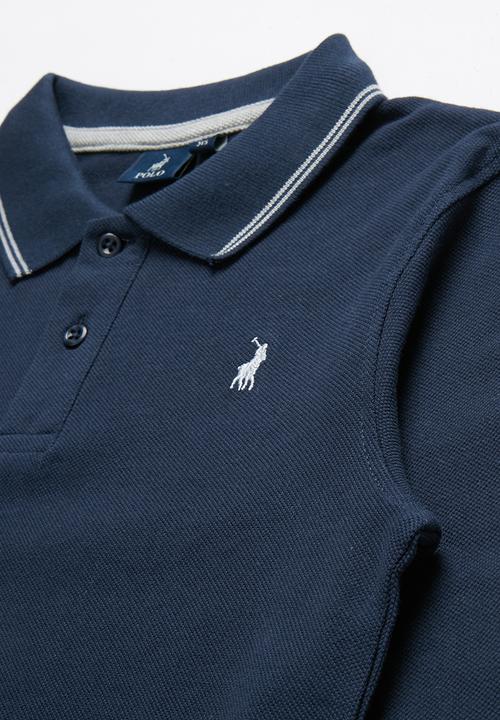 POLO - Boys robert contrasted long sleeve golfer - navy