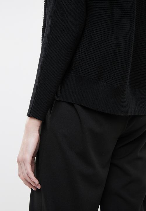 MANGO - Ribbed knitted sweater - black