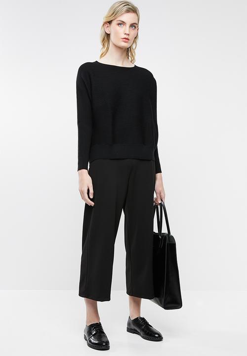 MANGO - Ribbed knitted sweater - black