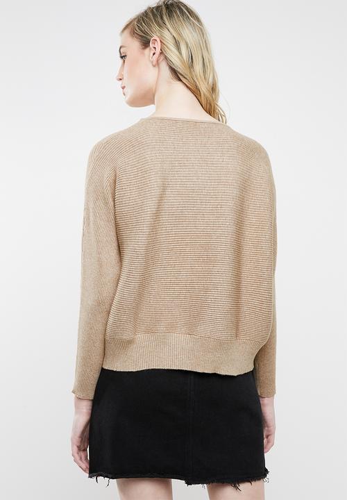 MANGO - Ribbed knitted sweater - brown