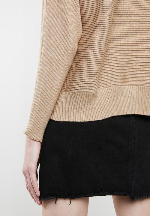 MANGO - Ribbed knitted sweater - brown