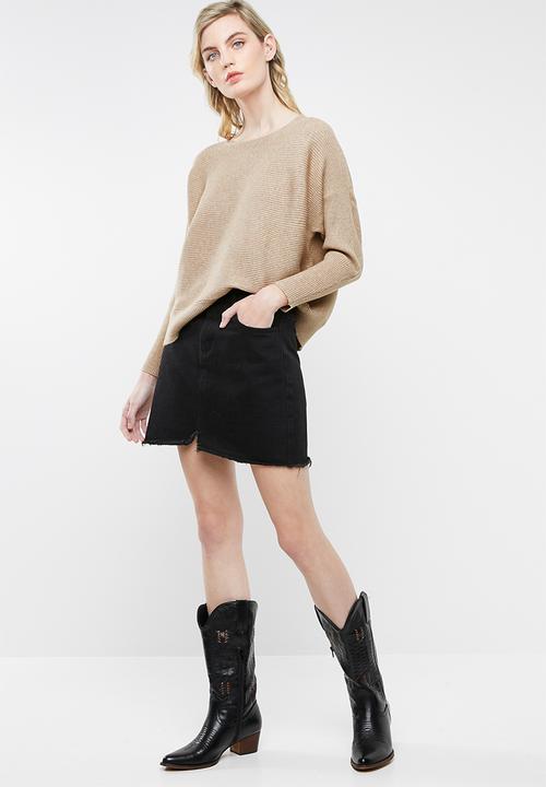 MANGO - Ribbed knitted sweater - brown