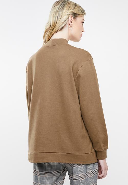 Superbalist - Split hem funnel neck sweat - tan