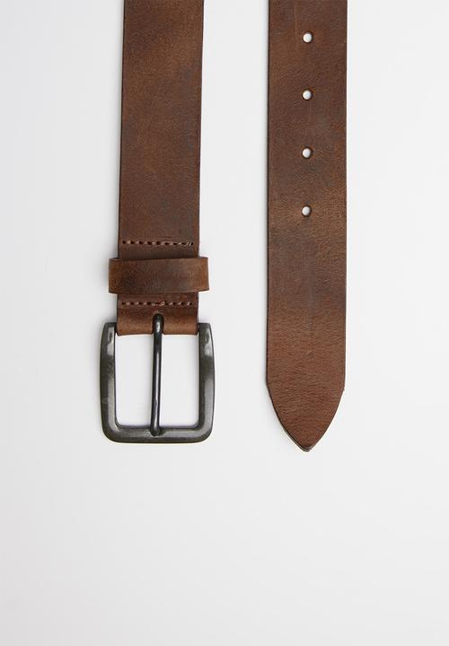 Jack & Jones - Victor leather belt - brown