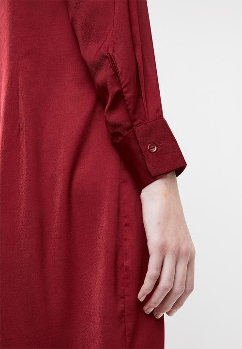 Superbalist - Twist front 70s dress - burgundy