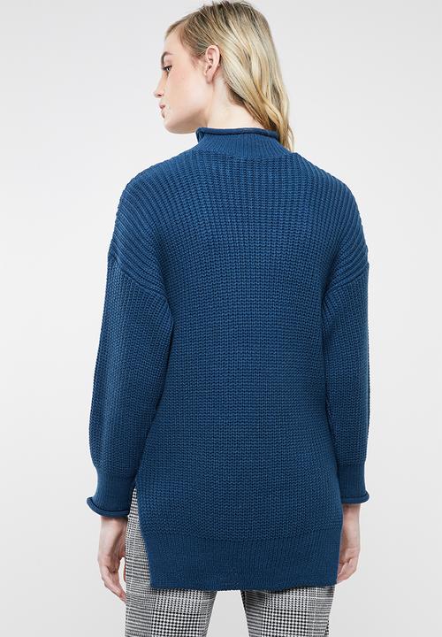 Superbalist - Funnel neck knit with slide slits - blue
