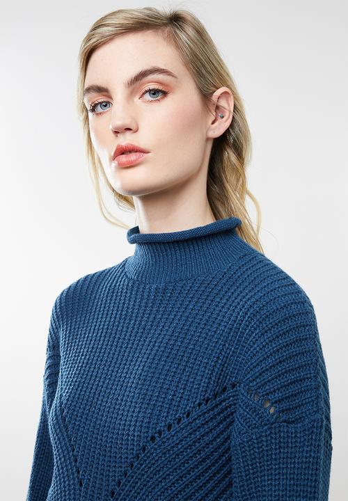 Superbalist - Funnel neck knit with slide slits - blue