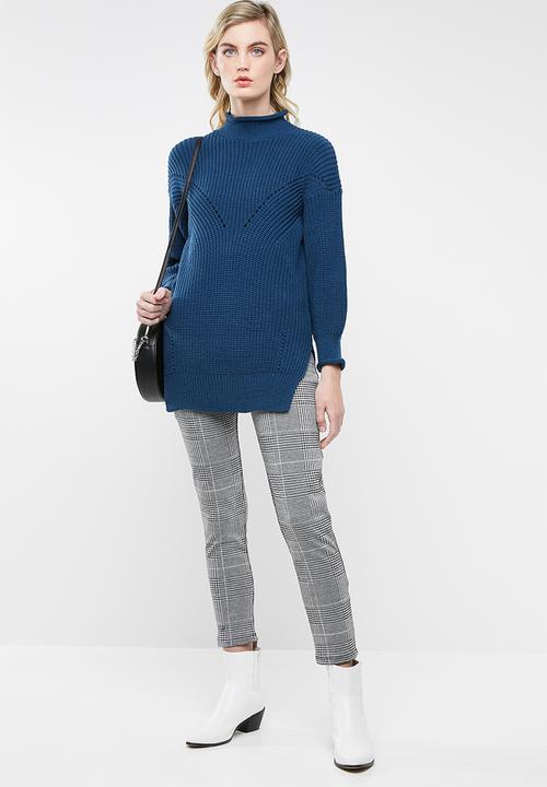 Superbalist - Funnel neck knit with slide slits - blue