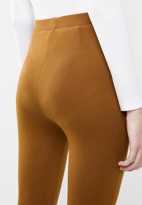 Superbalist - Premium stretch mid rise tregging with seam detail - brown 