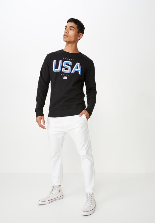 Cotton On - Crew fleece  sweater - black