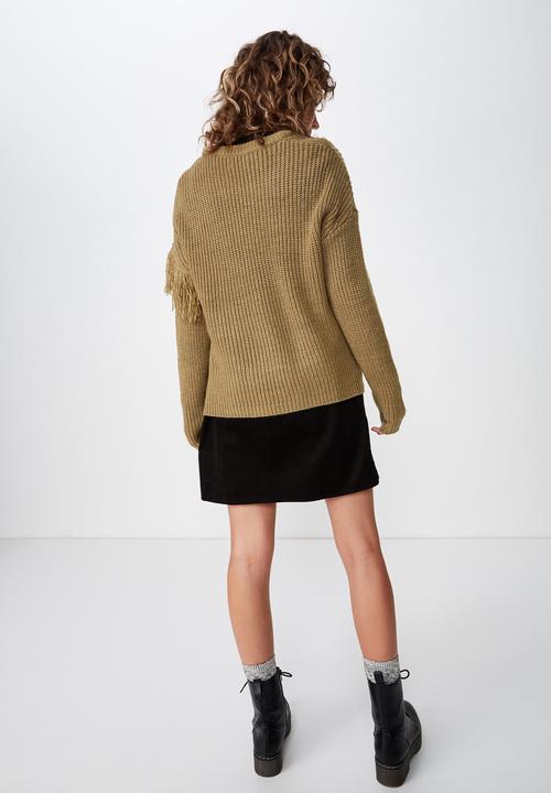 Cotton On - Taya fringe pullover - khaki