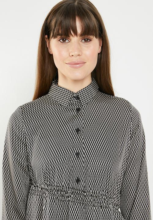 AMANDA LAIRD CHERRY - Bontle shirtdress - black & beige