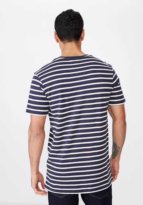 Cotton On - Tbar premium short sleeve tee - navy & white 