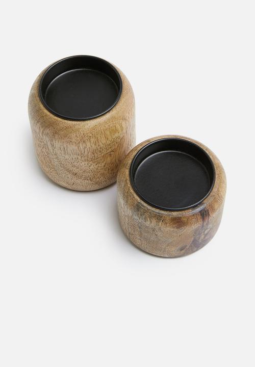 Sixth Floor - Aster candle holder set of 2 - brown