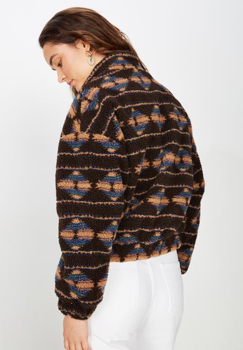 Cotton On - Aztec teddy batwing jacket - brown