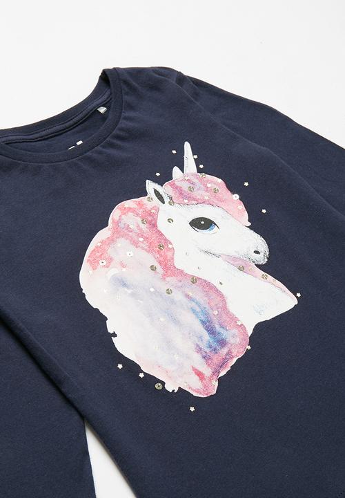 Cotton On - Long sleeve embellished tee - navy