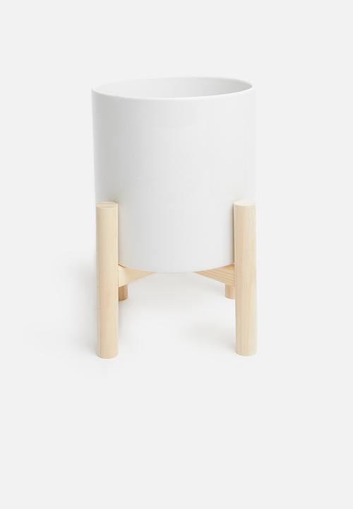 Present Time - Trestle ceramic plant pot - white