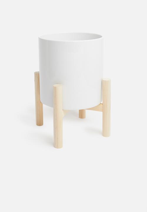 Present Time - Trestle ceramic plant pot - white