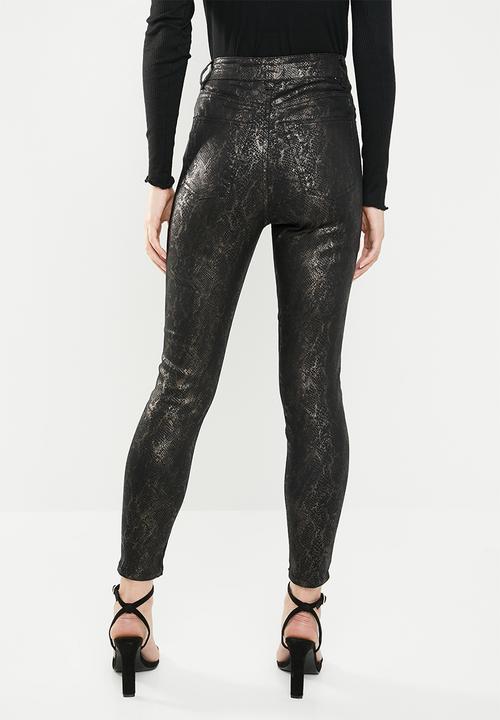 Cotton On - High rise grazer skinny jeans - black & bronze