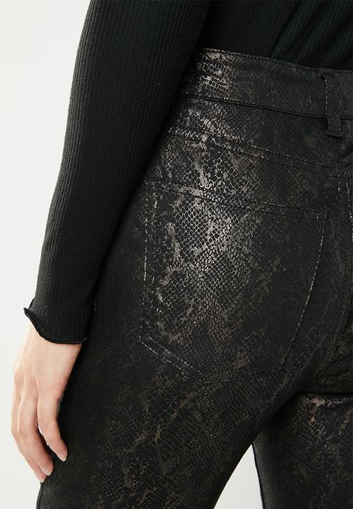 Cotton On - High rise grazer skinny jeans - black & bronze