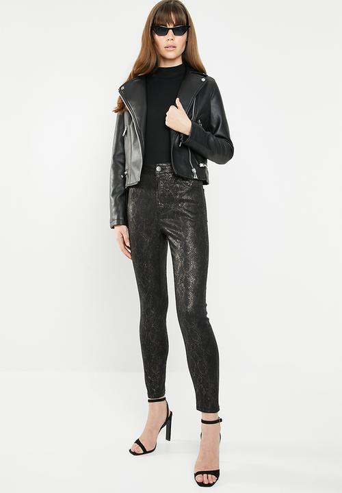 Cotton On - High rise grazer skinny jeans - black & bronze