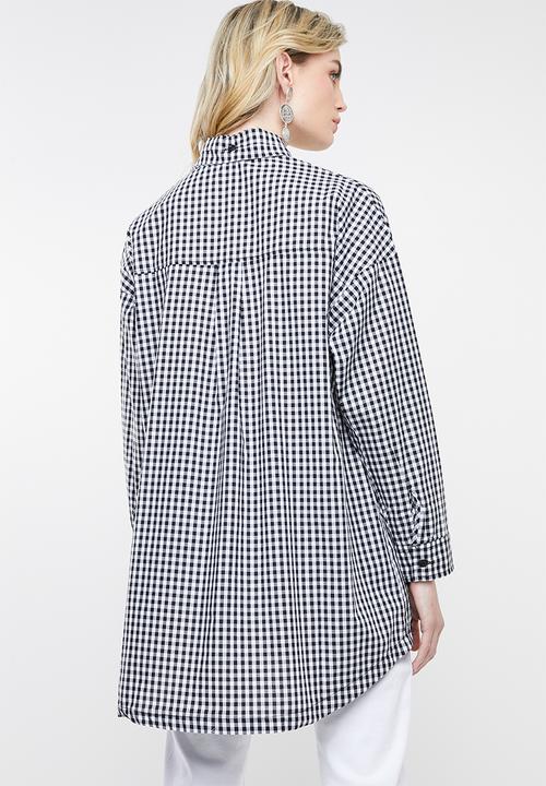 Superbalist - Kitty tie longer length shirt - black & white 