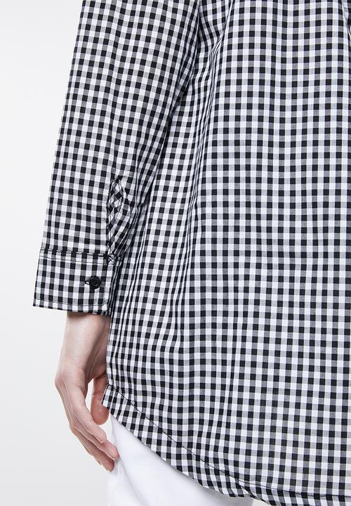 Superbalist - Kitty tie longer length shirt - black & white 
