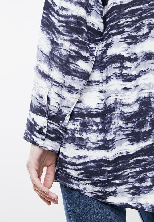Superbalist - Kitty tie longer length shirt - blue & white