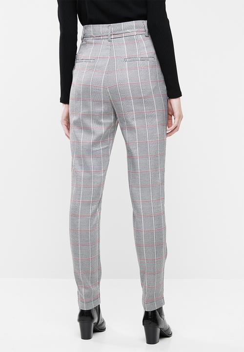 Superbalist - Tapered check pant - grey & red