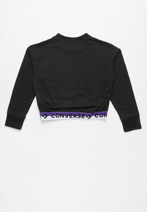 Converse - Converse wordmark cropped po crew - black
