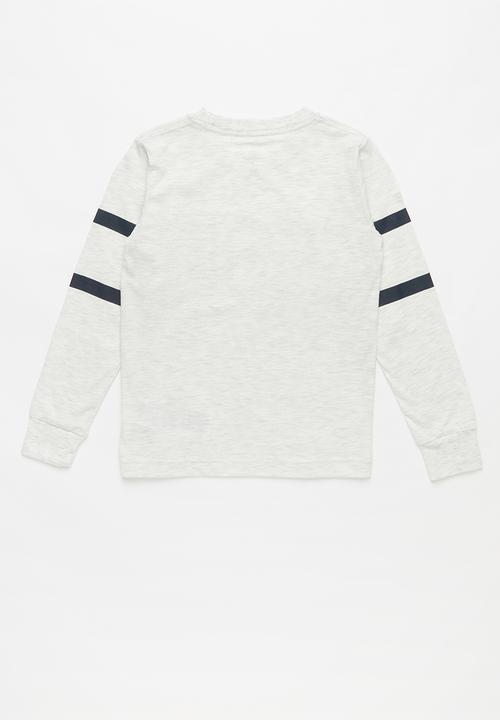 Converse - Converse All Star striped long sleeve tee - grey & navy