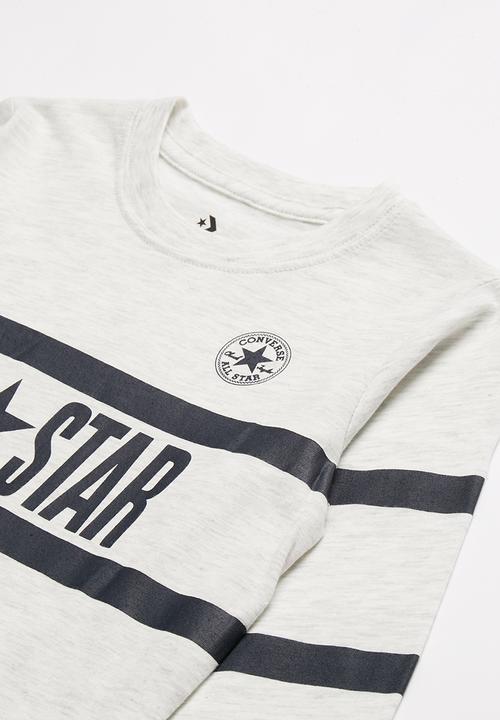 Converse - Converse All Star striped long sleeve tee - grey & navy