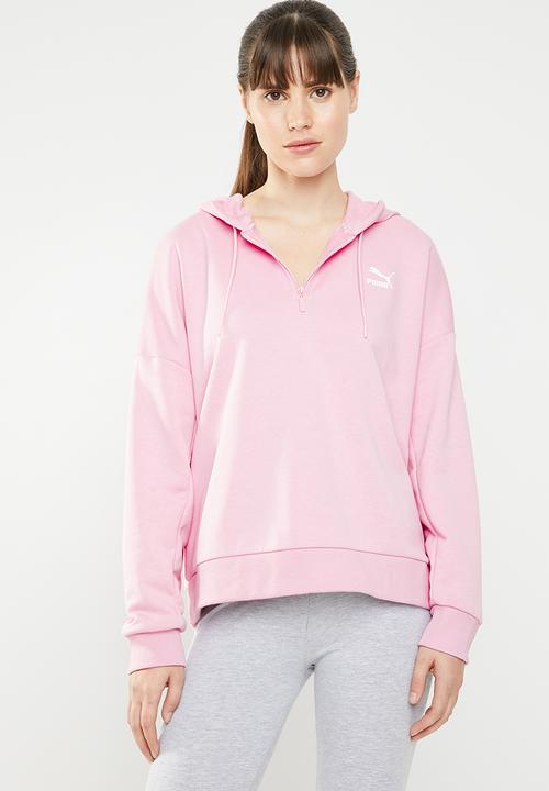 pink half zip hoodie